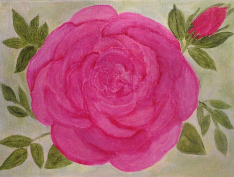 Beloved Pink Beauty Rose  Painting by Rosie Foshee