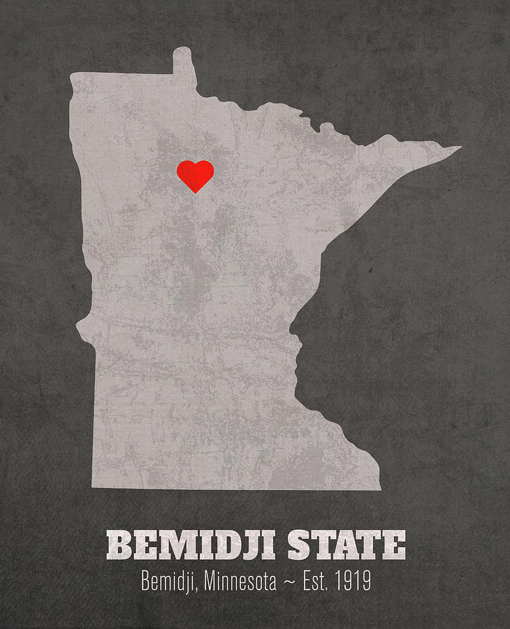 Bemidji State University Minnesota Founded Date Heart Map Mixed Media 