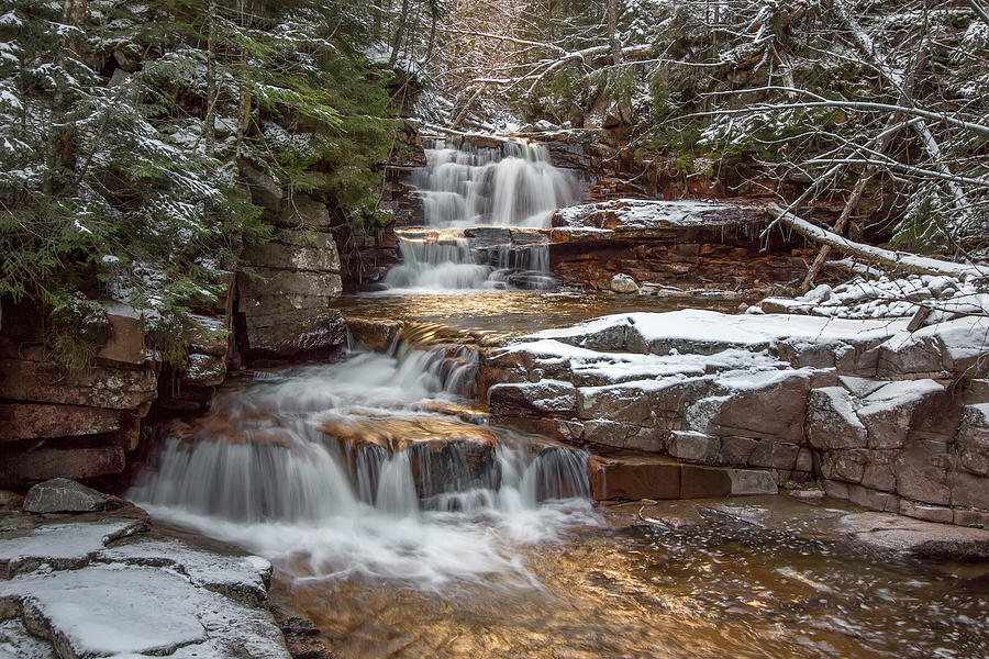 Bemis Brook Falls Winter Glow Photograph by White Mountain Images