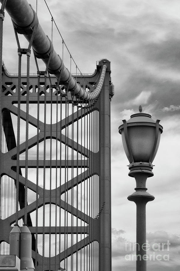 Ben Franklin Bridge and Lamp Post 2 Photograph by Bob Phillips