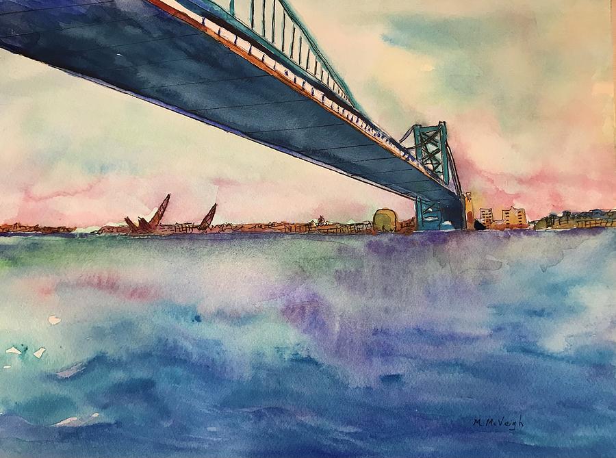 Cityscape Painting - Ben Franklin Bridge  by Marita McVeigh