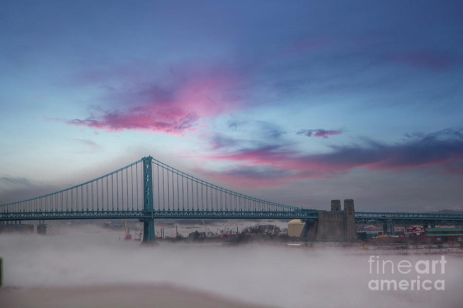 Ben Franklin Bridge Mist Photograph by Julia Robertson-Armstrong