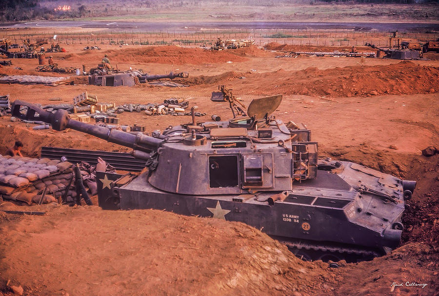 Ben Het Vietnam 155 mm Track Mounted Howitzer Artillery U S Army Landscape Art Photograph by Reid Callaway