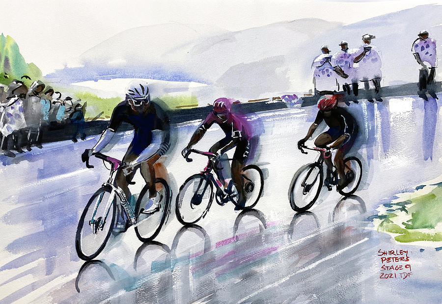 Ben OConnor On the Climb Stage 9 TDF 2021 Painting by Shirley Peters