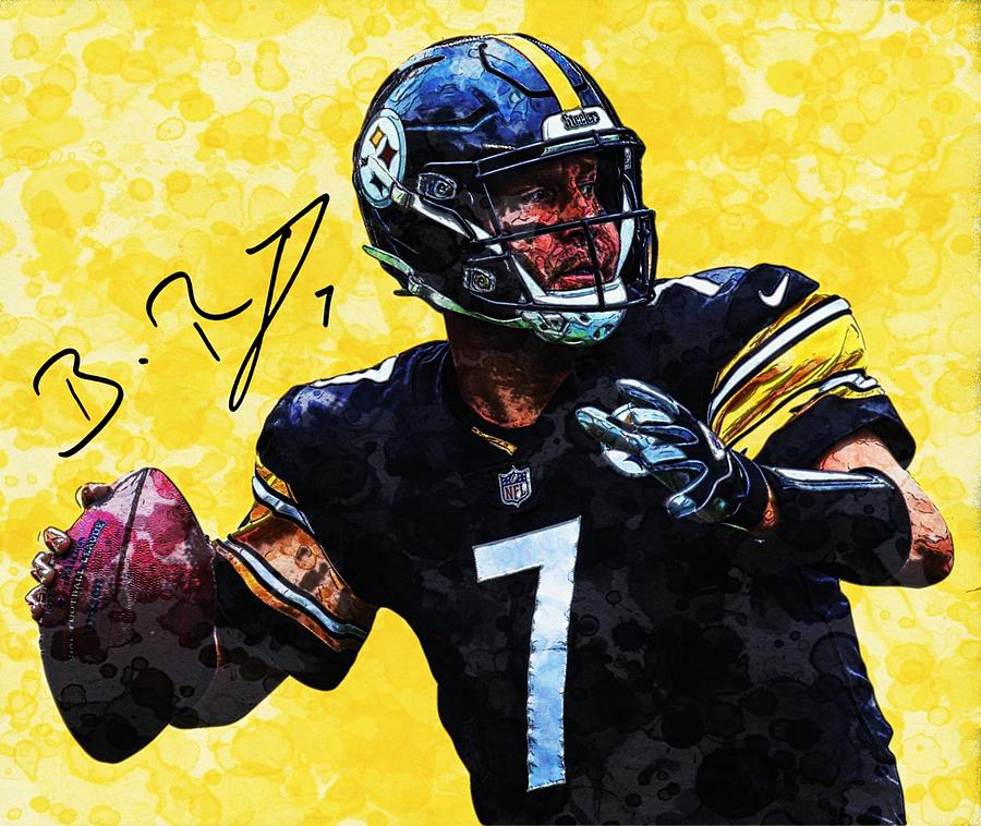 Ben Roethlisberger Steelers QB Watercolors Digital Art by Bob Smerecki