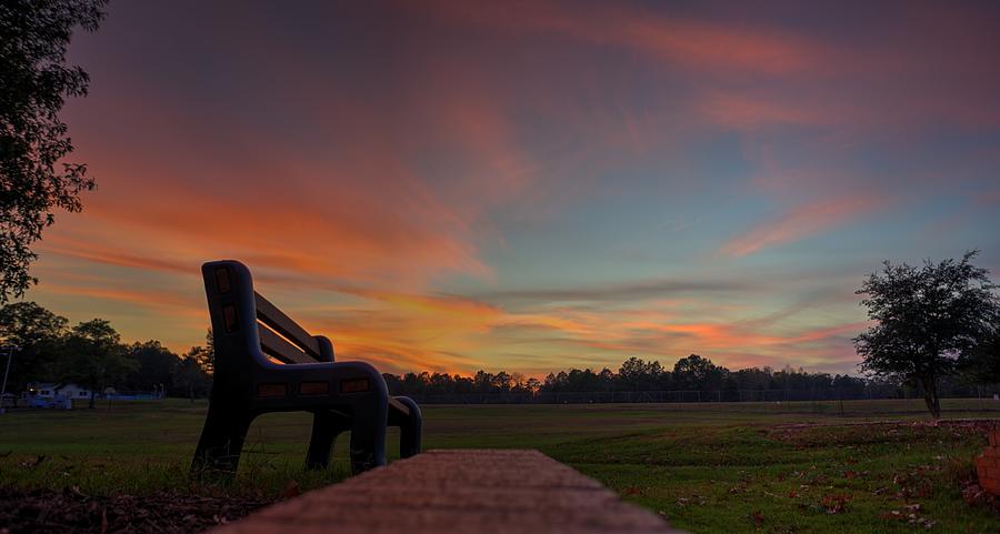Bench at Sunset Photograph by Daniel Brinneman
