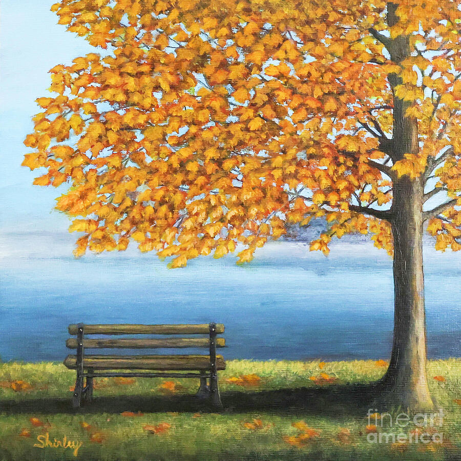 Oil Painting-Bench In Lakeview offers Park