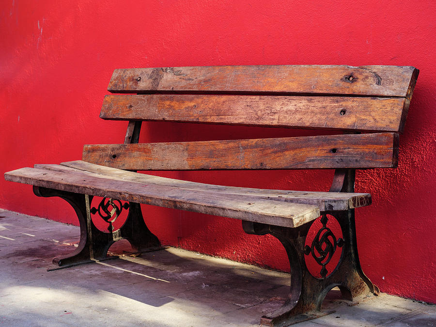 Bench in the main square, Sayulita. Photograph by Rob Huntley