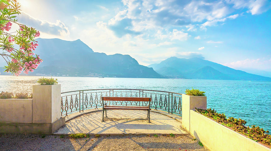Bench on Como Lake. Bellagio Photograph by Stefano Orazzini