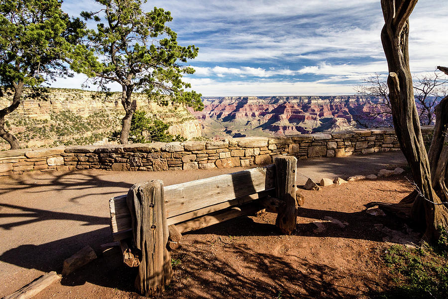 Bench Overlooking the Grand Canyon Photograph by Craig A Walker
