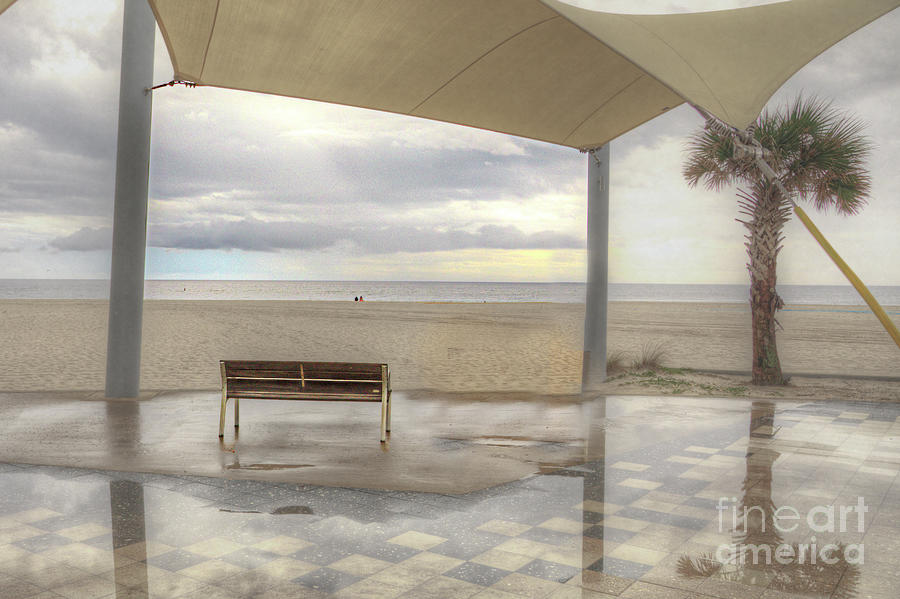 Beach Photograph - Bench Under A Pavilion  by Larry Braun