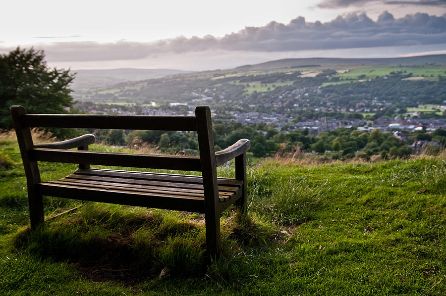 Bench with a view of a valley in Yorkshire Photograph by Vaidotas Miseikis - flickr.com/v4idas