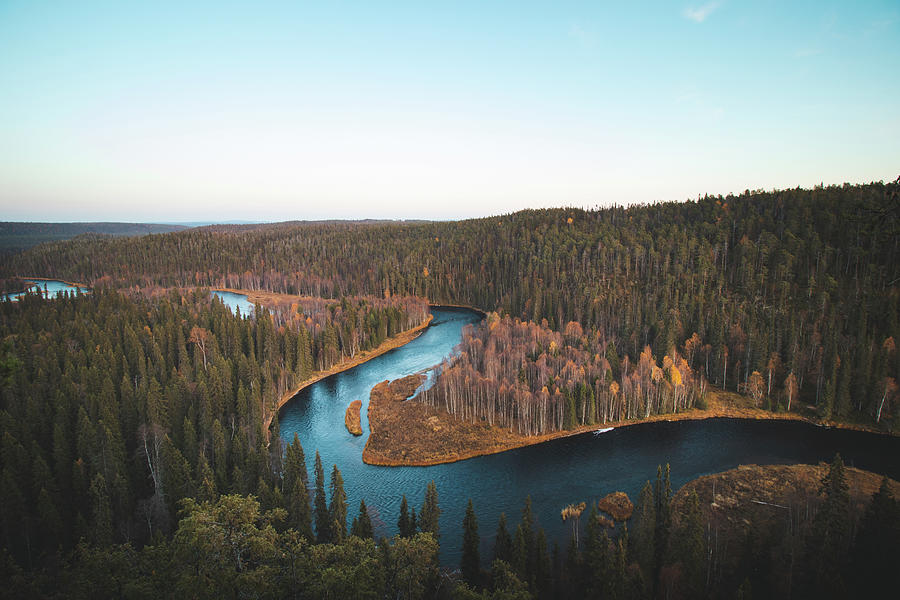 Bend in the Kitkajoki River in Oulanka National Park Photograph by Vaclav Sonnek