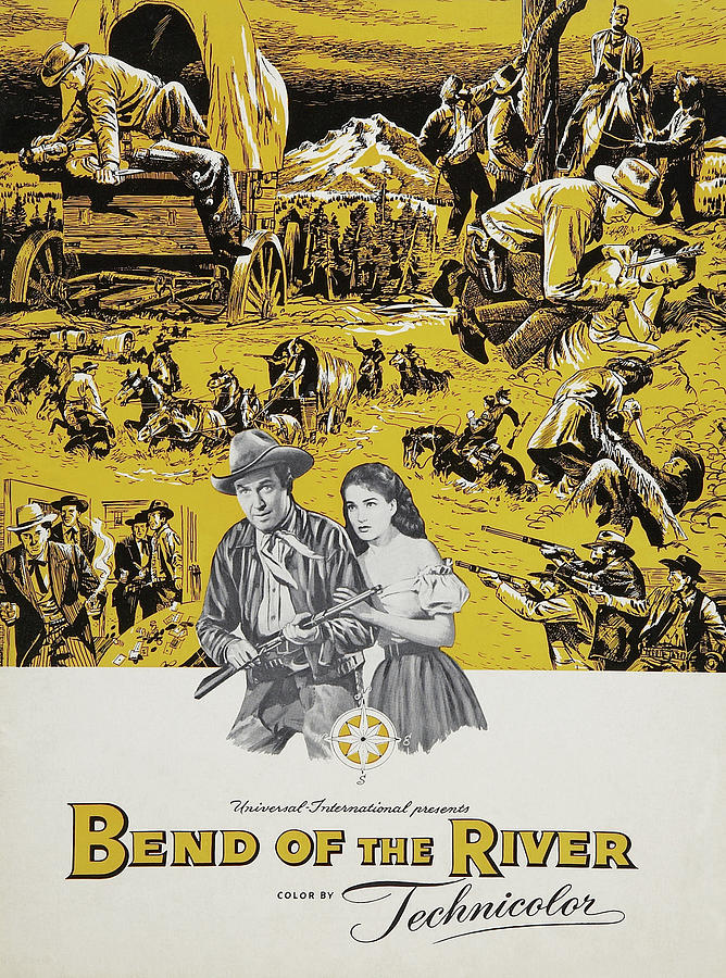 James Stewart Mixed Media - Bend of the River, with James Stewart, 1952 by Movie World Posters