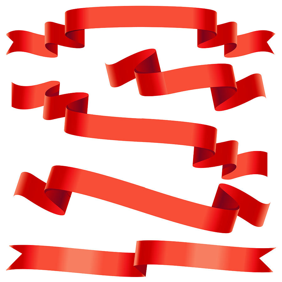 Bending red ribbons Drawing by RUSSELLTATEdotCOM
