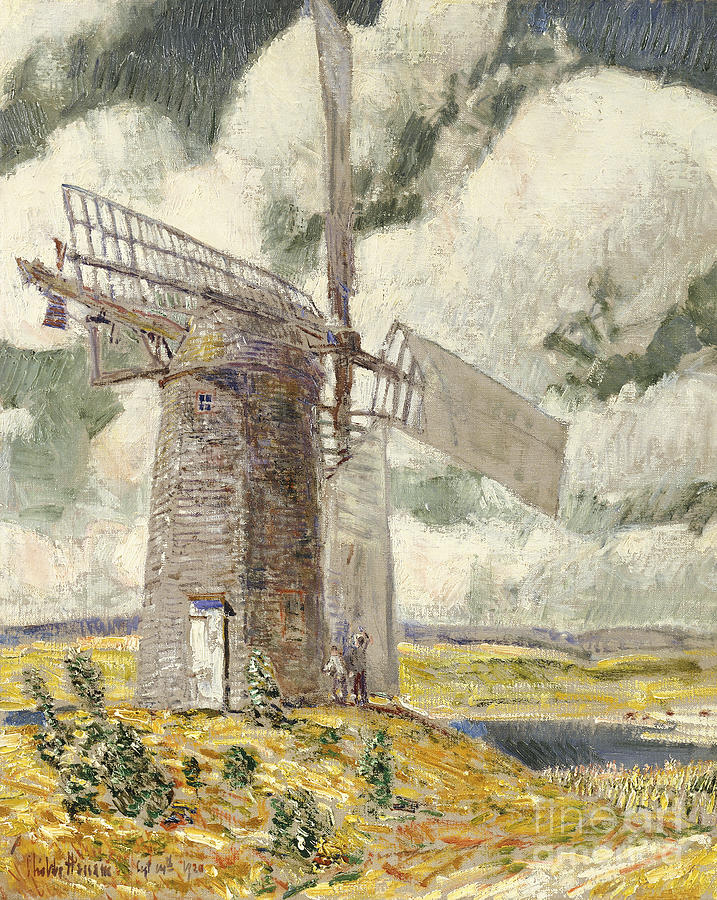 Bending Sail on the Old Mill, 1920 Painting by Childe Hassam