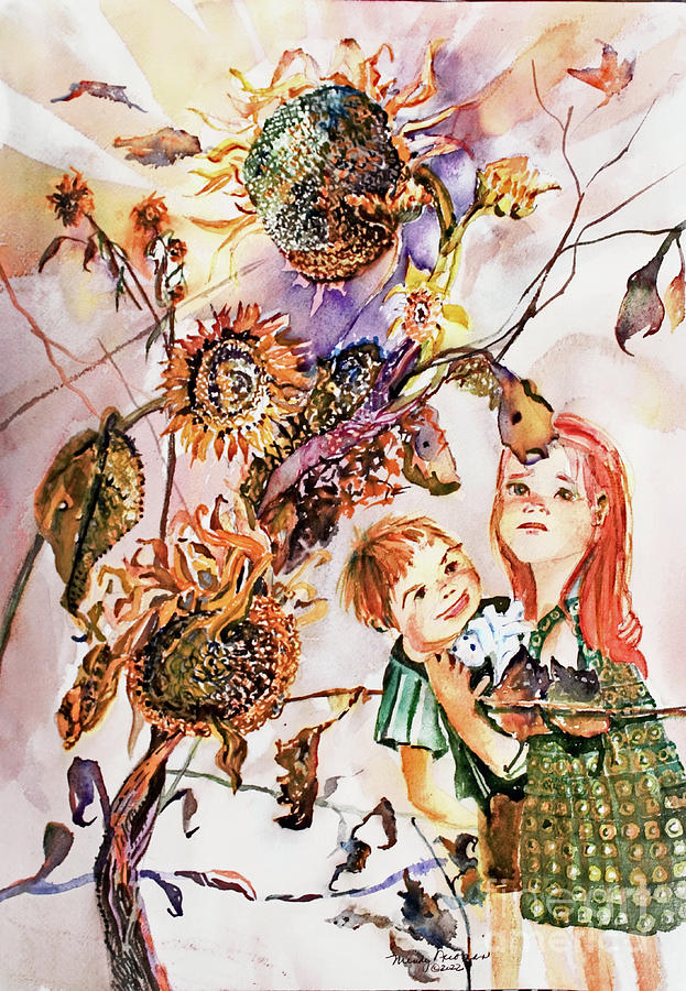 Beneath Sunflowers Painting by Mindy Newman