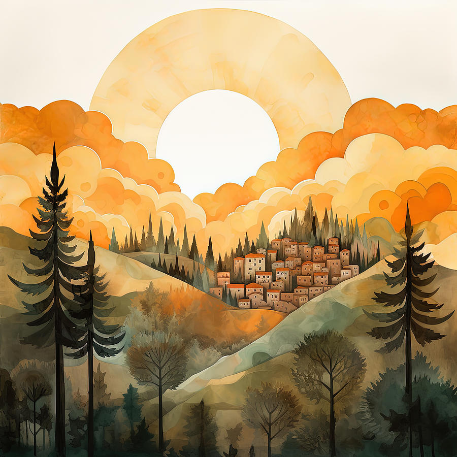 Beneath the Tuscan Moon Painting by Lourry Legarde
