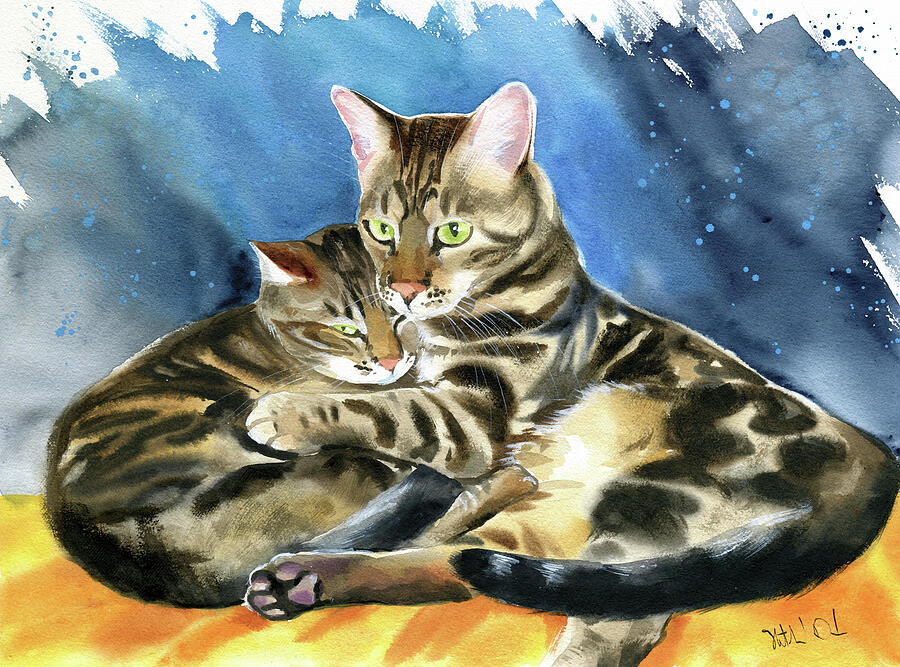 Bengal Affection Lizzy and Lynet Cat Painting Painting by Dora Hathazi Mendes Bengal Affection Lizzy and Lynet Cat Painting Painting by Dora Hathazi Mendes