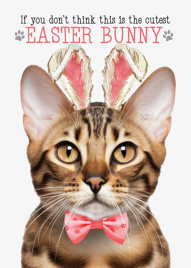 Bengal Cat Easter Bunny Digital Art by Doreen Erhardt