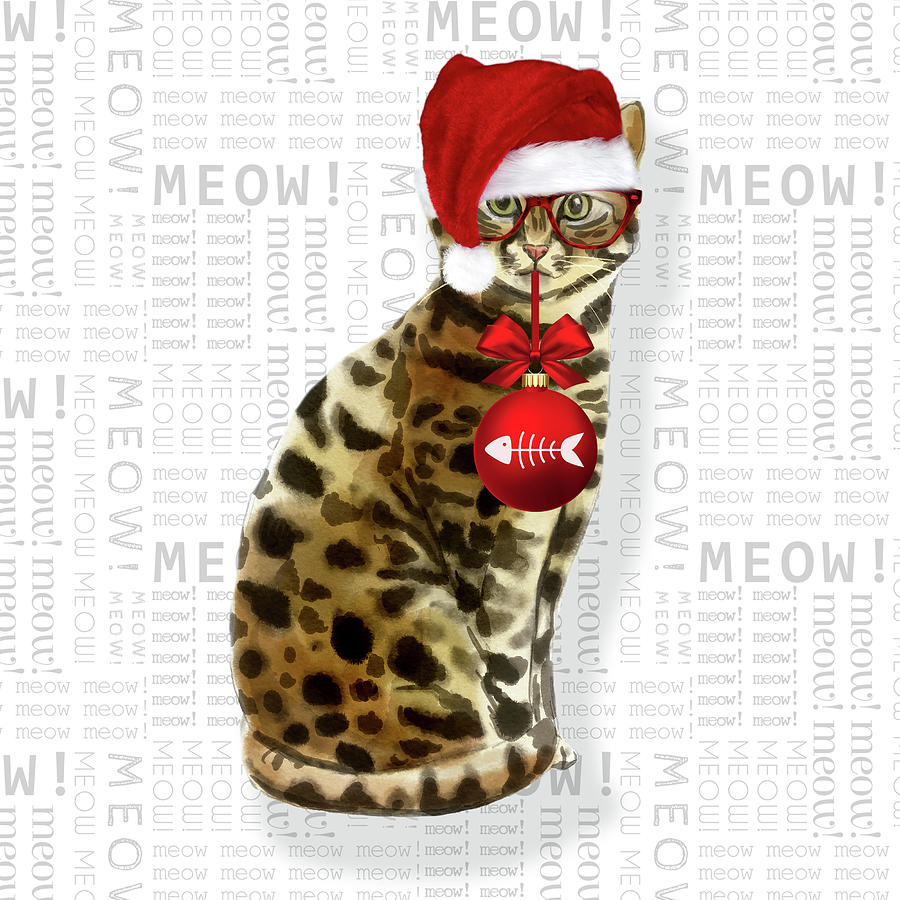 Bengal Christmas Cat Digital Art by Doreen Erhardt