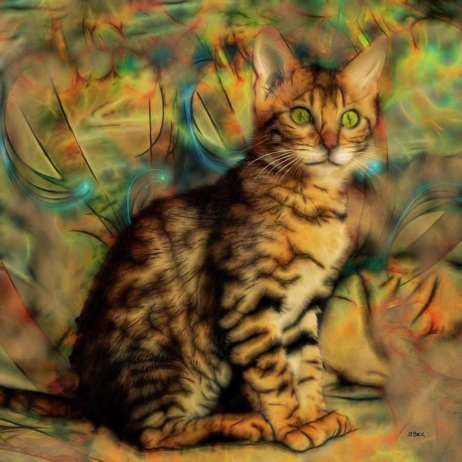 Bengal Kitten - Square Version Digital Art by Studio B Prints