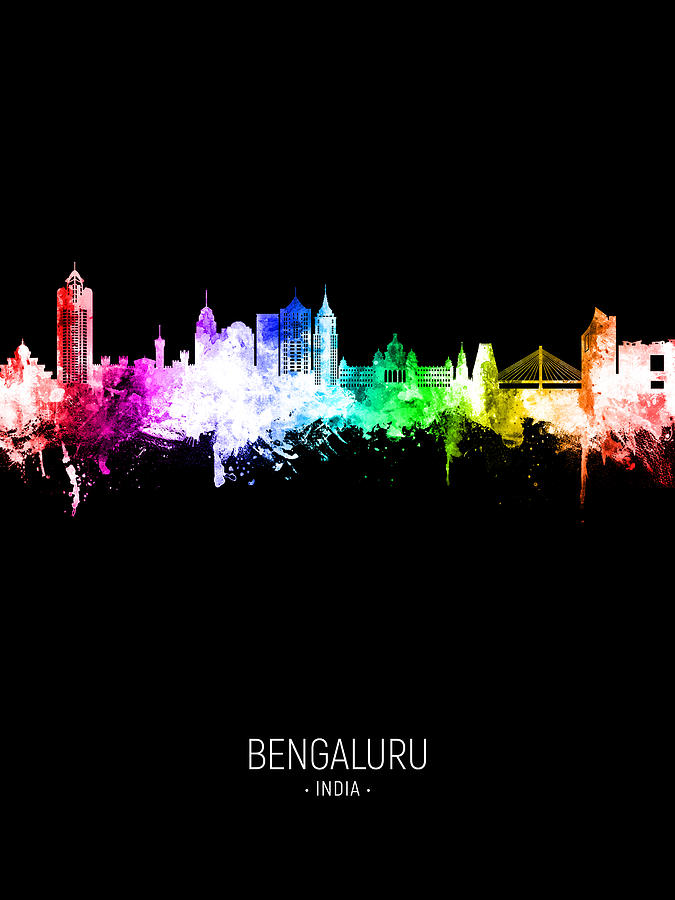 Bengaluru Skyline India Bangalore #01 Digital Art by Michael Tompsett