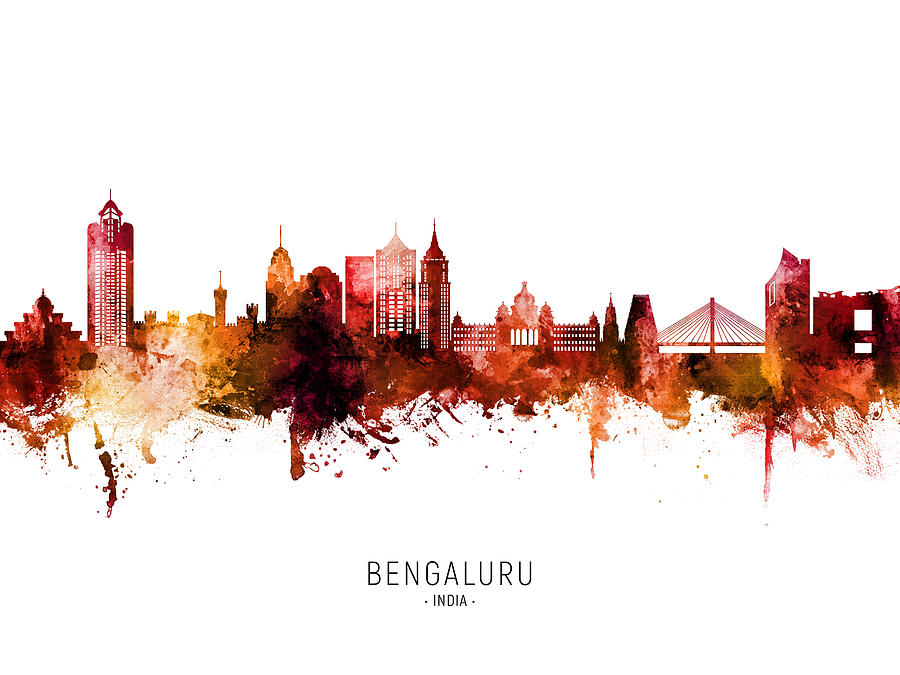 Bengaluru Skyline India Bangalore #13 Digital Art by Michael Tompsett