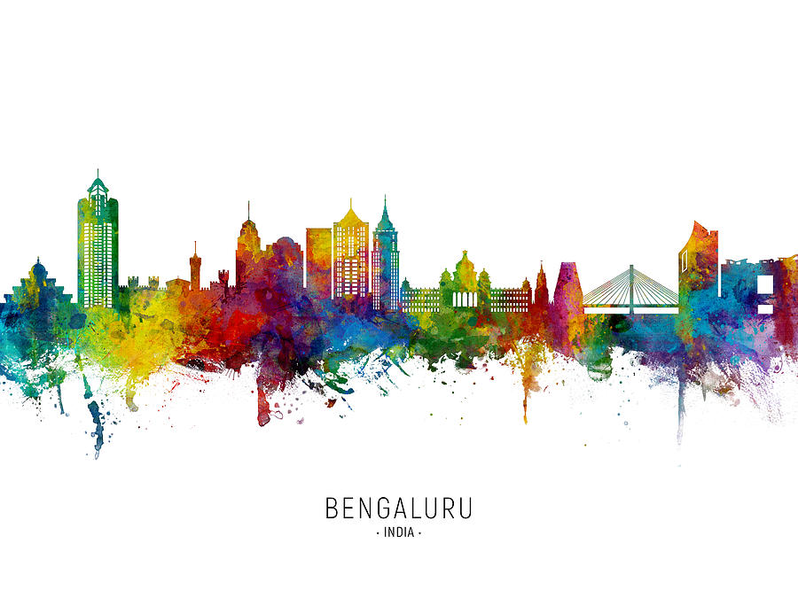 Bengaluru Skyline India Bangalore Digital Art by Michael Tompsett