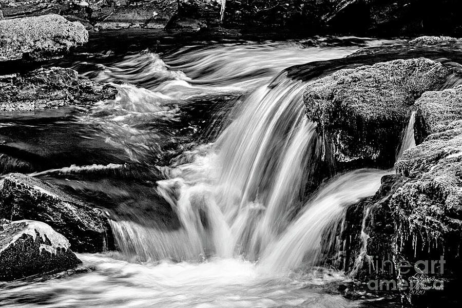 Benham Falls River Flow Black and White Photograph by David Millenheft