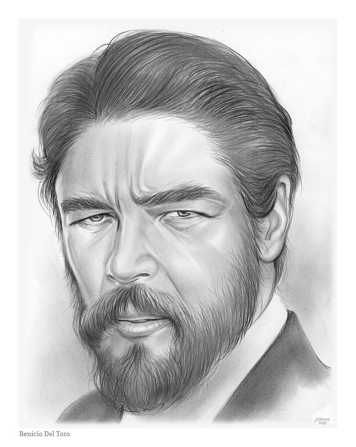 Benicio del Toro - pencil Drawing by Greg Joens