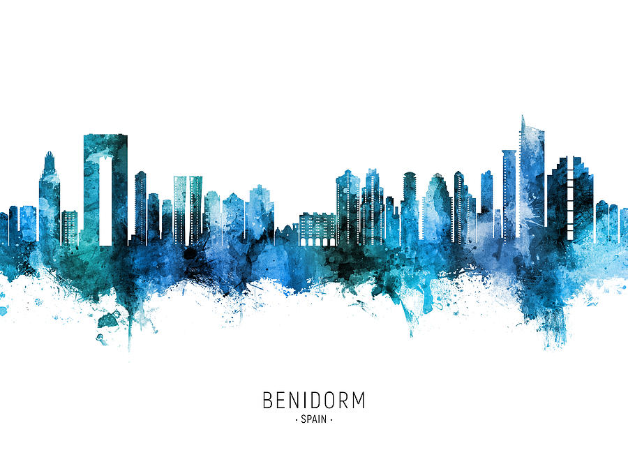 Benidorm Spain Skyline #93 Digital Art by Michael Tompsett