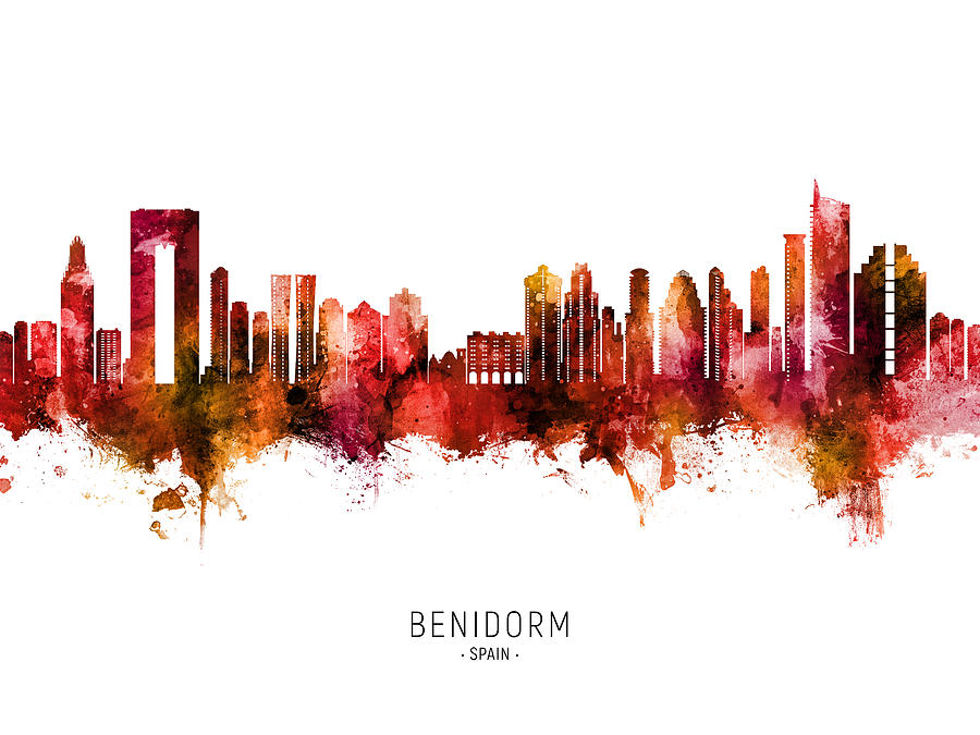 Benidorm Spain Skyline #94 Digital Art by Michael Tompsett