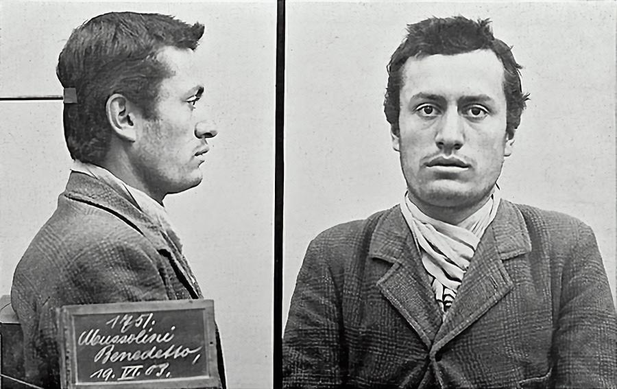 Law Enforcement Photograph - Benito Mussolini Mug Shot 1903 by Police mug shot - Linda Howes Website