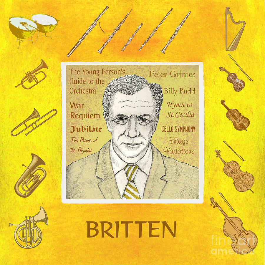 Benjamin Britten portrait Mixed Media by Paul Helm