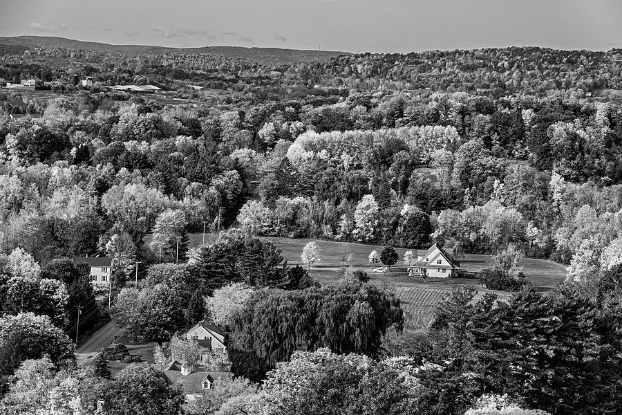 Bennington VT Fall Foliage from the Battle Monument Black and White Photograph by Toby McGuire
