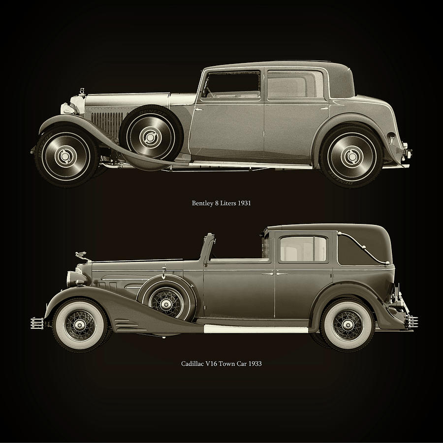 Bentley 8 Liters 1931 and Cadillac V16 Town Car 1933 Photograph by Jan Keteleer