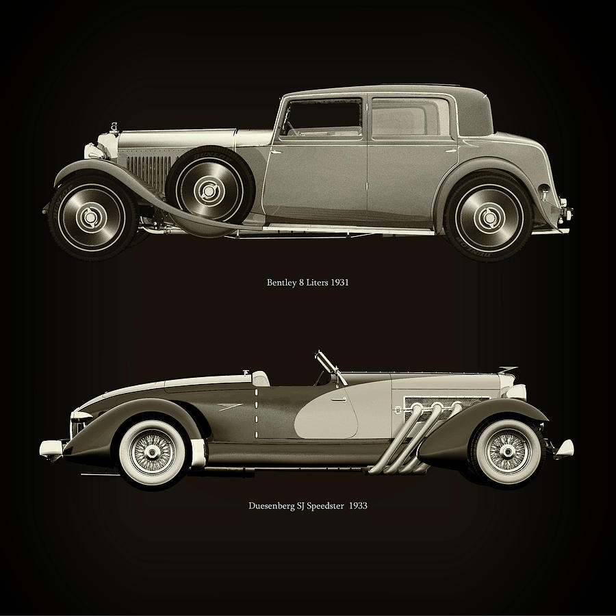 Bentley 8 Liters 1931 and Duesenberg SJ Speedster  1933 Photograph by Jan Keteleer