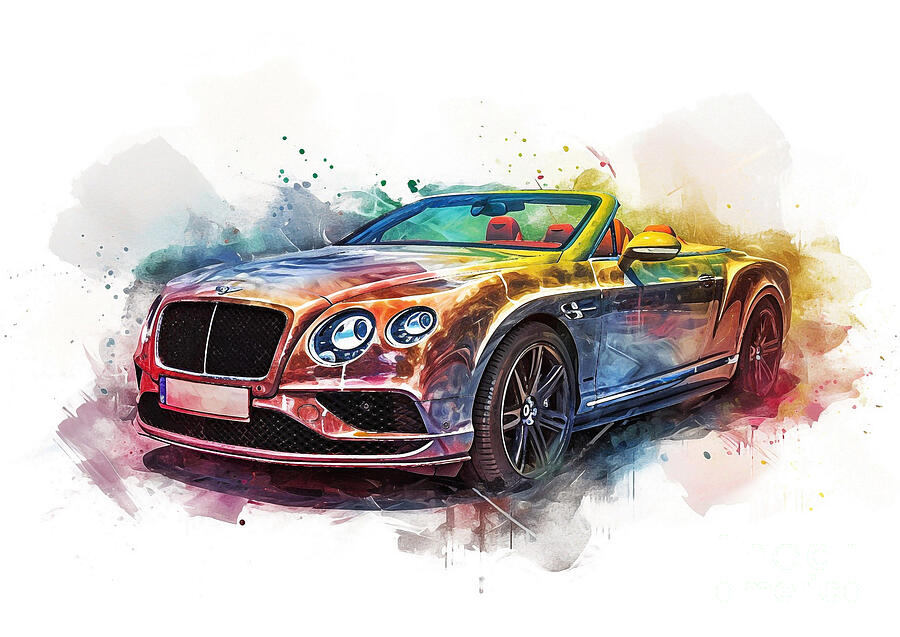 Convertible Painting - Bentley Continental GT Convertible Speed auto vibrant colors by Clark Leffler