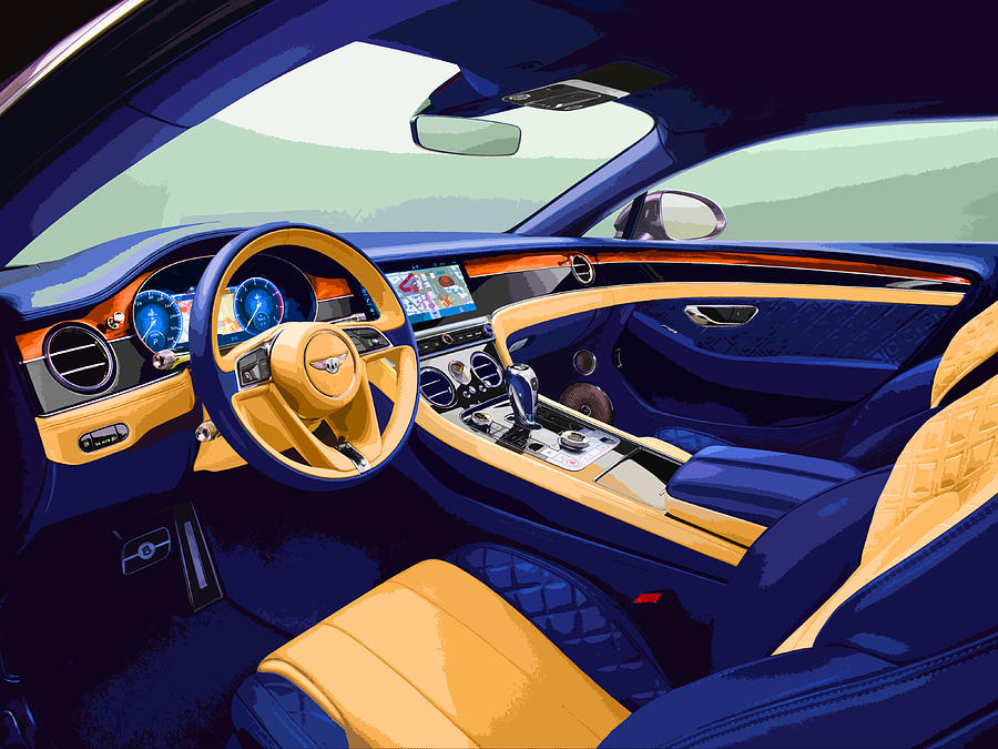 Bentley Continental GT Interior - Orange and Blue Digital Art by ...