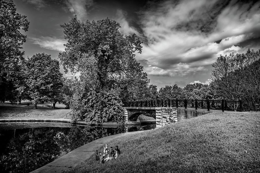 Benton Park with Ducks and Clouds BnW GRK3630_09082020-HDR5111 Photograph by Greg Kluempers