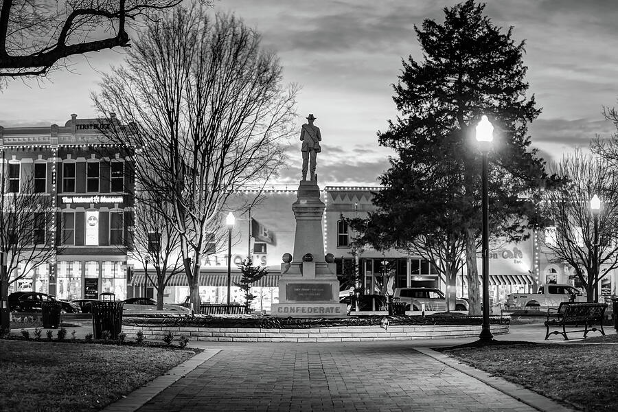 Black And White Photograph - Bentonville City Square in Black and White - Northwest Arkansas by Gregory Ballos
