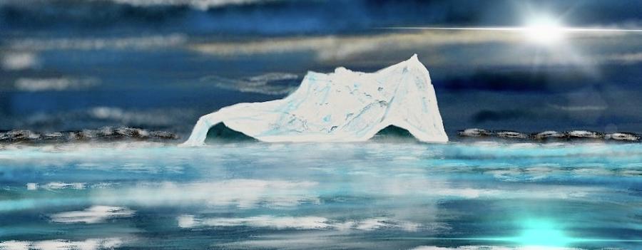 Berg Under the Northern Light North Baffin Island Digital Art by Desmond Raymond