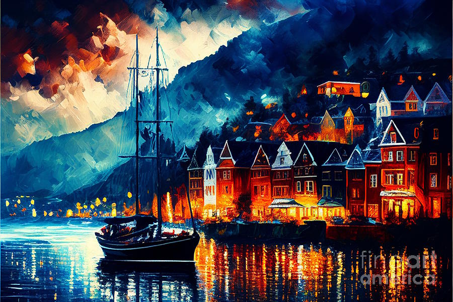 Bergen Norway Digital Art by Jan Bechtum - Fine Art America