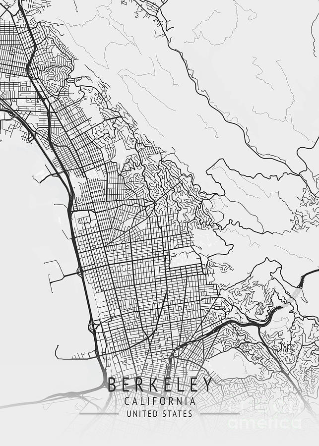 Berkeley California Us Gray City Map Digital Art By Tien Stencil Fine Art America 1152