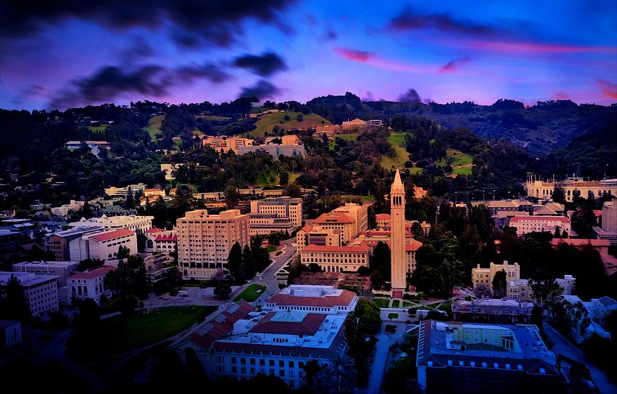 Berkeley University of California campus - aerial at sunset Digital Art by Nicko Prints