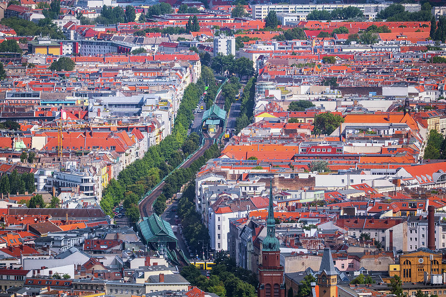 Berlin Aerial Cityscape With Railway Track Photograph by Artur Bogacki
