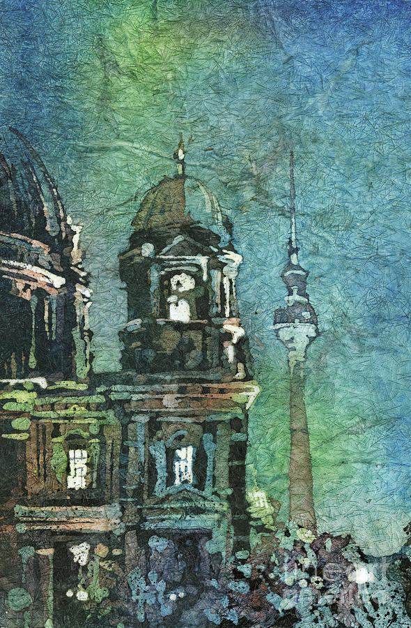 Berlin Cathedral and Radio Tower Painting by Ryan Fox