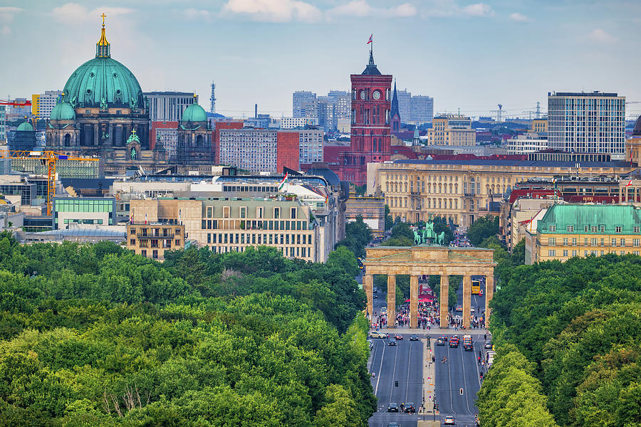 Berlin City Skyline With Brandenburg Gate Photograph by Artur Bogacki