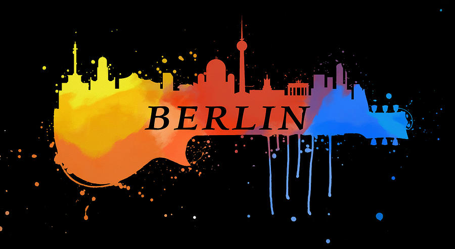 Berlin Colorful Skyline On Guitar Mixed Media by Dan Sproul